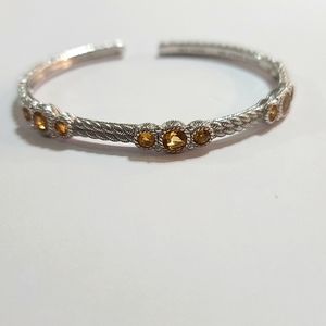 New - Judith Ripka 925 SS Citrine and Cz cuff